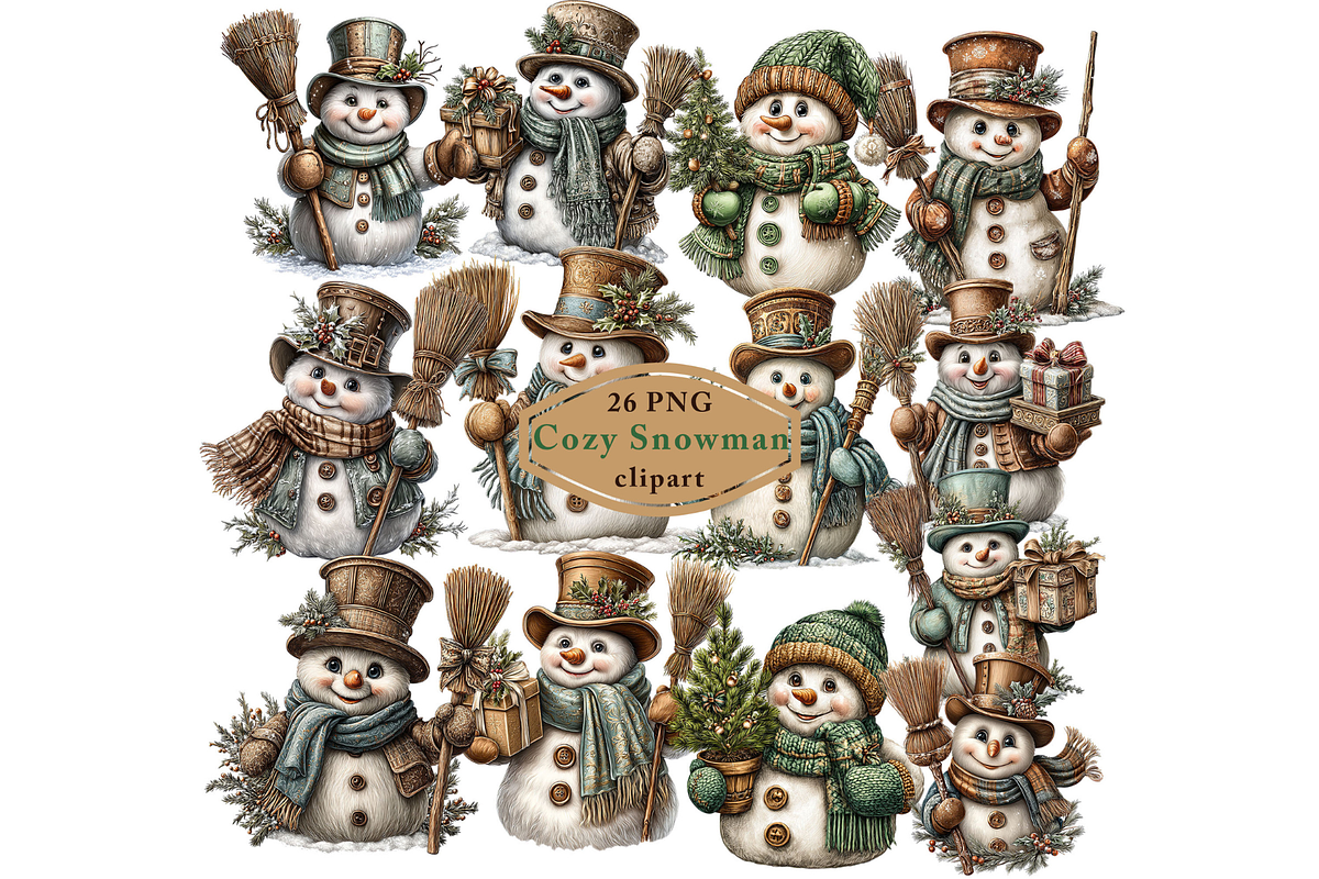 Cozy Snowman Clipart JPG, an Illustration by Memories By Lea (Photo 1 of 17)