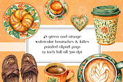 Green & Orange Watercolor Huaraches, a Graphic by AllTheKewtClipart (Thumbnail 1 of 5)
