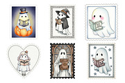 Halloween Ghost Read Book Stamp Clip, an Illustration by Daily.Designs (Thumbnail 2 of 4)