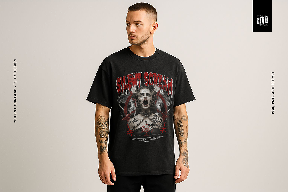 Silent Scream - T-Shirt Design, an Object Graphic by Cmd Project (Photo 8 of 9)