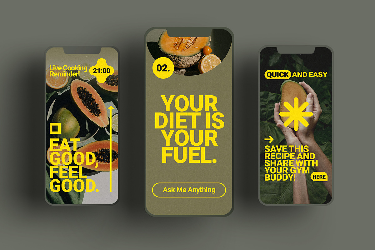 10 Healthy Food Instagram Posts & St, a Social Media Template by Parisa-Artstudio (Photo 2 of 2)