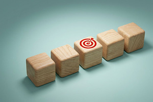 Wooden Blocks with Red Target Icon