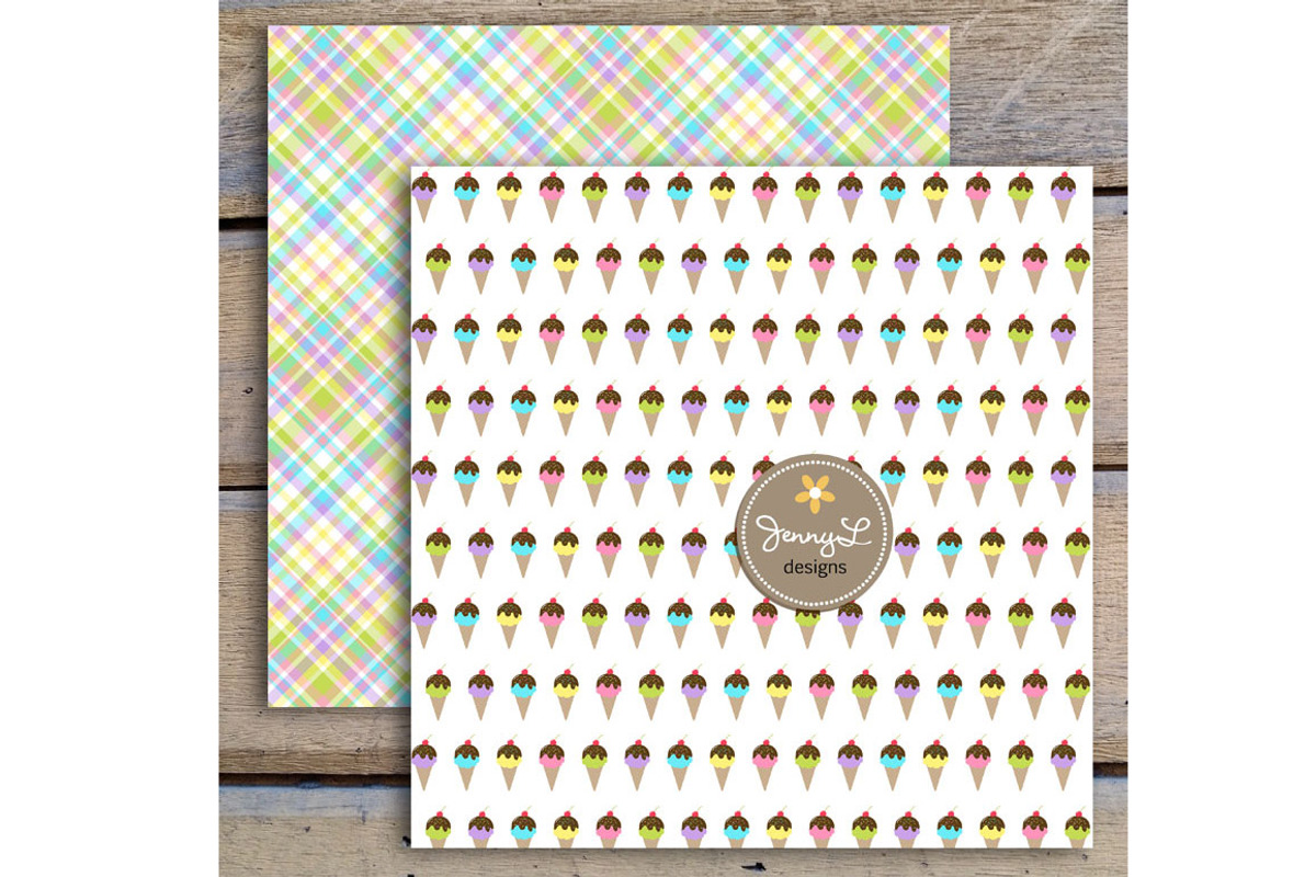 Ice Cream Digital Papers, a Pattern Graphic by JennyL Designs (Photo 2 of 5)