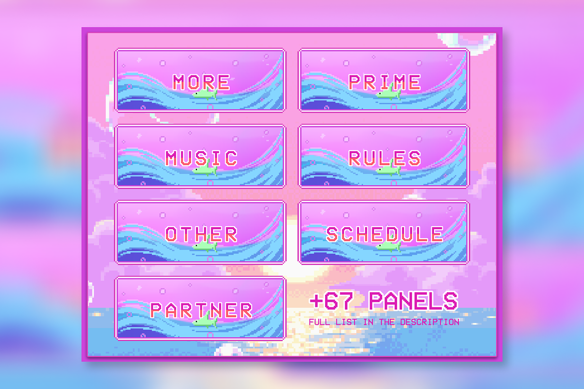 74x Ocean Pixel Panels for Twitch, an Illustration by Custom Fonts & Patterns (Photo 4 of 7)