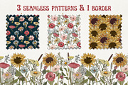 Retro field flowers & sunflowers, a Decorative Illustration by marie dricot (Thumbnail 9 of 10)