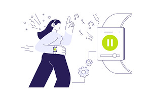 Listen to music with smartwatch, a Technology Illustration by Visual Generation