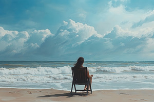 A woman enjoys a tranquil moment, a Photo by Pavel_design