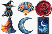 Watercolor Toile Witch Clipart, an Illustration by Canvas Craft (Thumbnail 2 of 8)