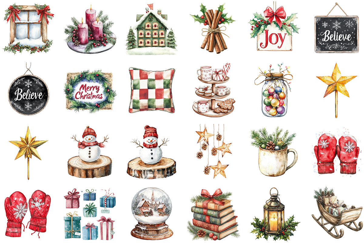 Watercolor Christmas Decor Clipart, an Illustration by Sublimation Artist (Photo 2 of 6)