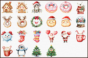 Cute Christmas Watercolor Clipart, an Illustration by Sublimation Artist (Thumbnail 3 of 6)