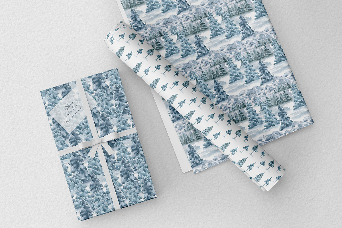 Winter landscape watercolor clipart, an Illustration by Kate Lanbina (Photo 10 of 12)