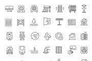 HVAC system outline icon set, an Outline Icon by Tettygreen (Thumbnail 2 of 2)