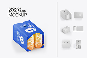 6 Cans Pack Mockup