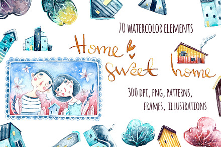 Sweet Home. Watercolor illustrations