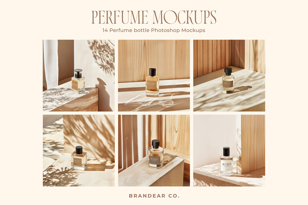 Perfume Bottle Mockup Set, a Packaging Mockup by Brandear Design (Photo 3 of 11)