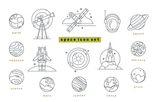 Line space icon set and pattern
