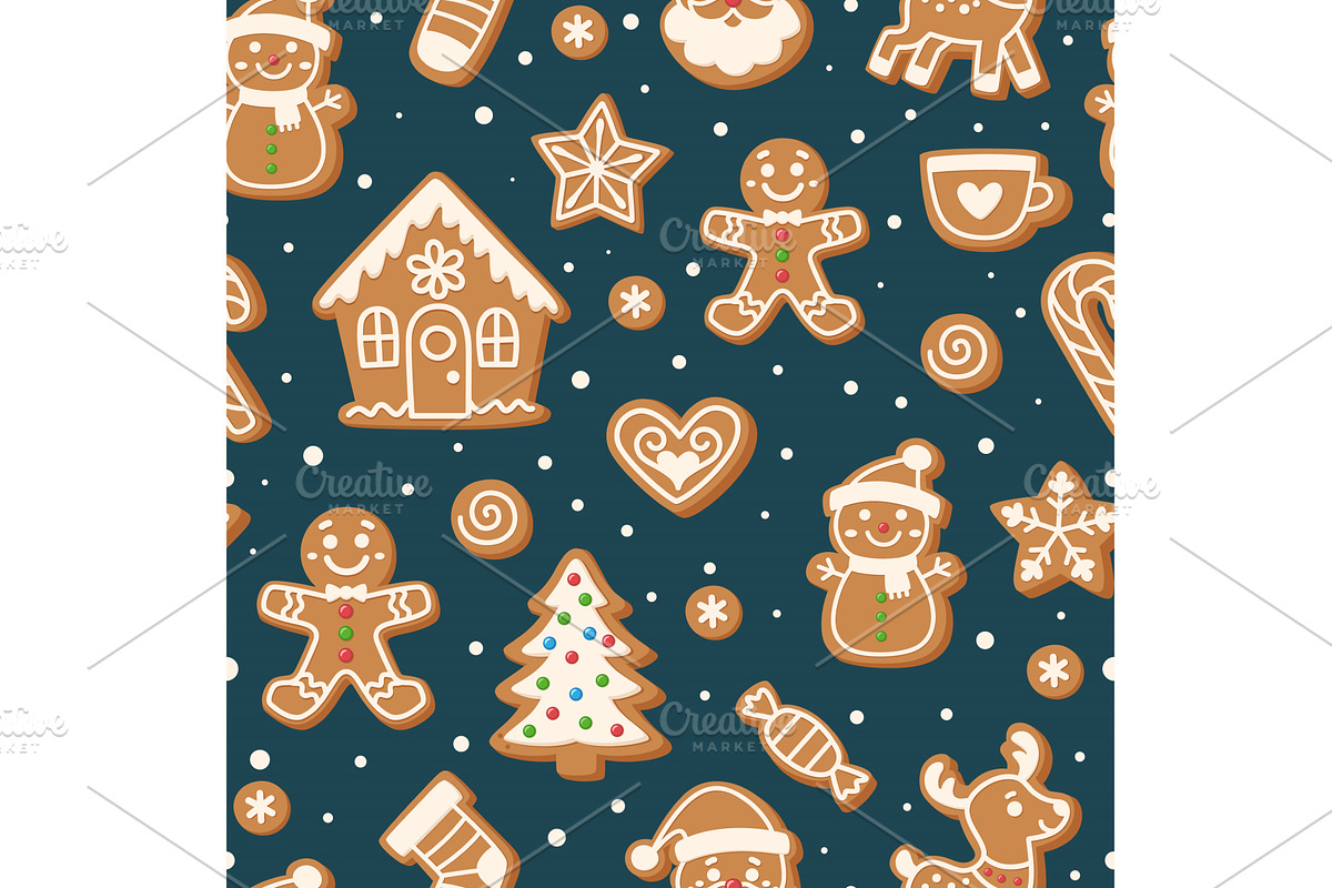 Gingerbread cookies seamless, an Object Illustration by Barsuk's Shop
