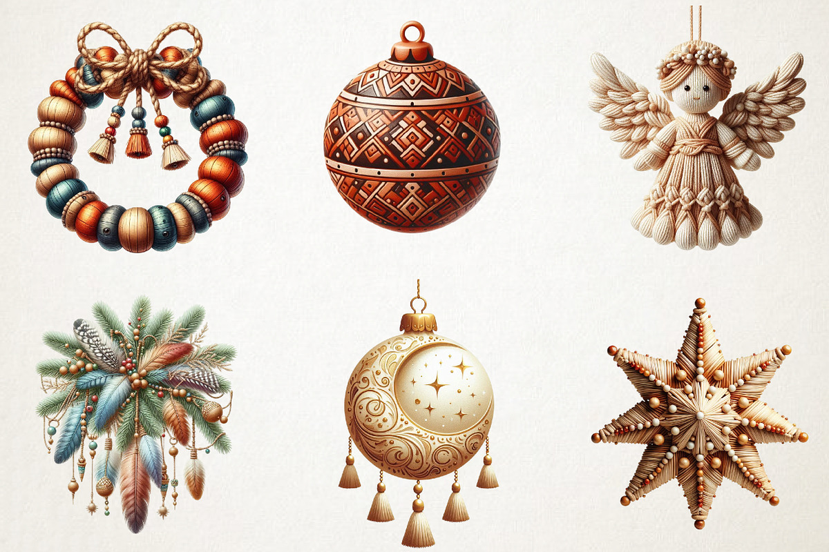 Boho Christmas Decor Clipart, an Illustration by RobertsArt (Photo 2 of 7)