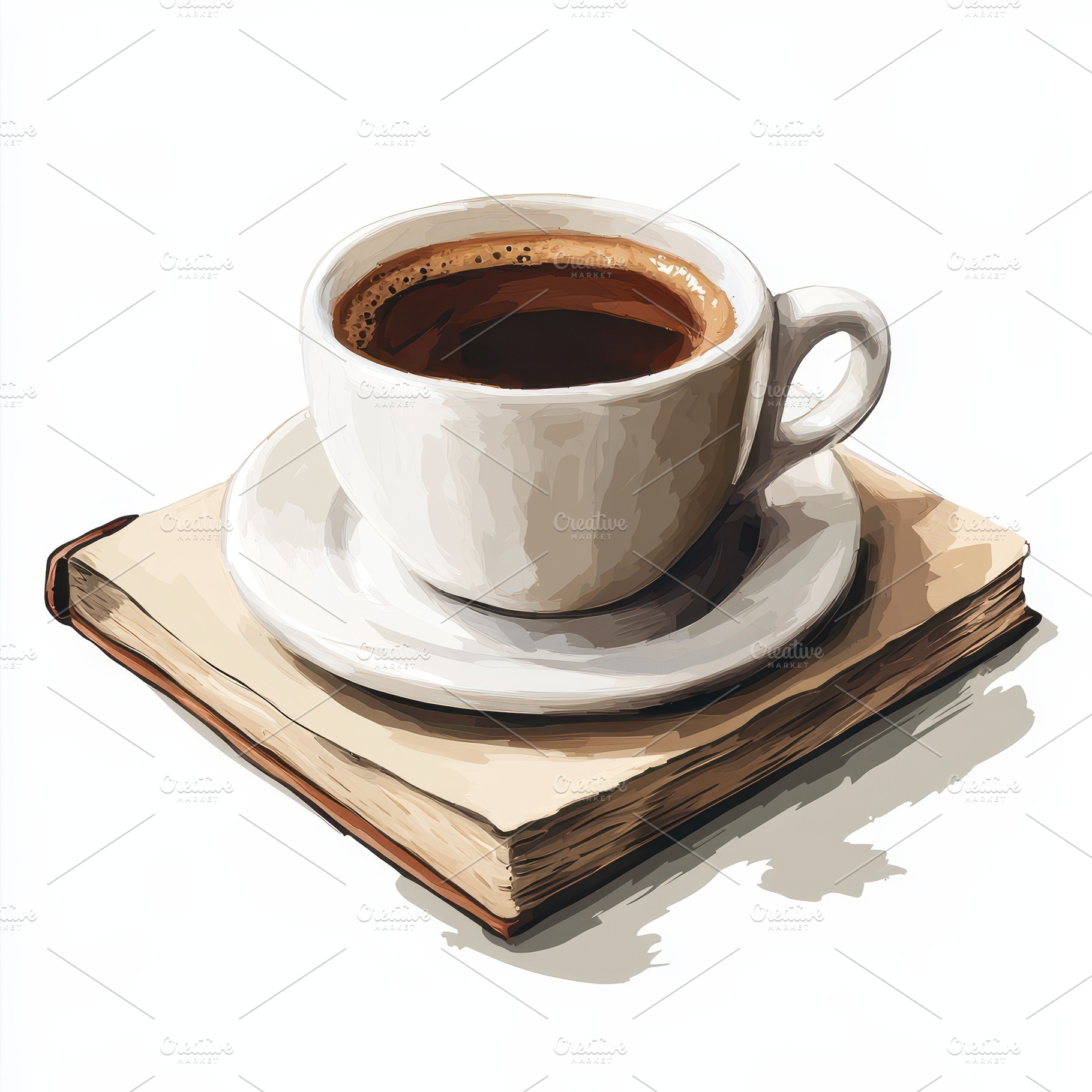 Coffee cup on a book cozy reading mo, a Food & Drink Photo by Pixeness Studio