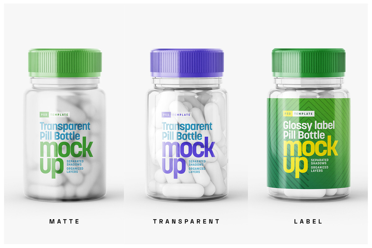 Transparent Pill Bottle Mockup Set, a Cups & Container Mockup by Deeplab (Photo 3 of 10)