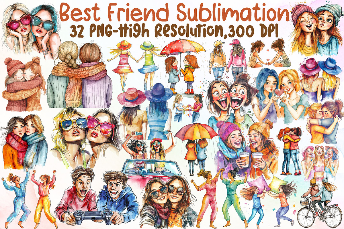 Best Friend Clipart Sublimation, an Illustration by Sublimation Artist (Photo 1 of 6)