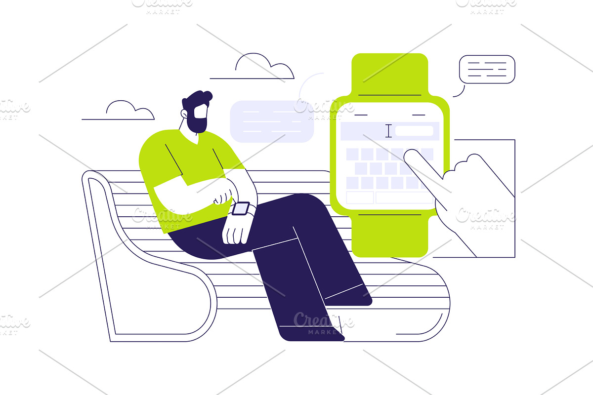 Reply to messages with smartwatch, a Technology Illustration by Visual Generation