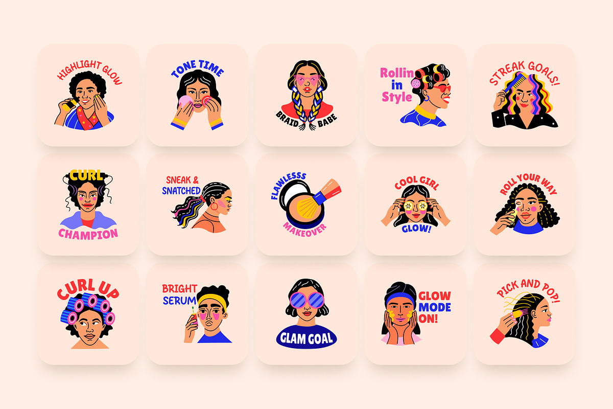 Beauty Stickers Art Set, an Emoji Icon by Brickclay (Photo 5 of 8)