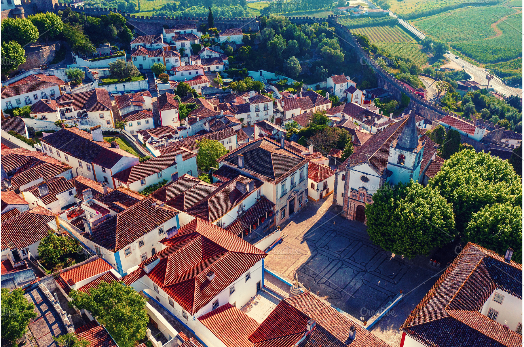 Aerial view of Obidos with historic, an Architecture Photo by Nature and travel
