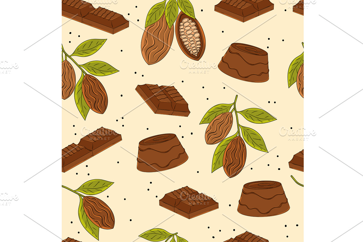 Cocoa bean candy pattern. Vector, a Texture Illustration by studioDK