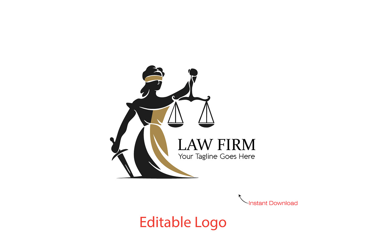 Modern Lady Justice Logo Template, a Branding & Logo Template by YUDesignStore (Photo 1 of 8)