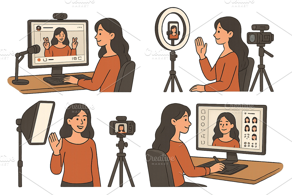 Woman engaging in video production, a Technology Illustration by ZinetroN