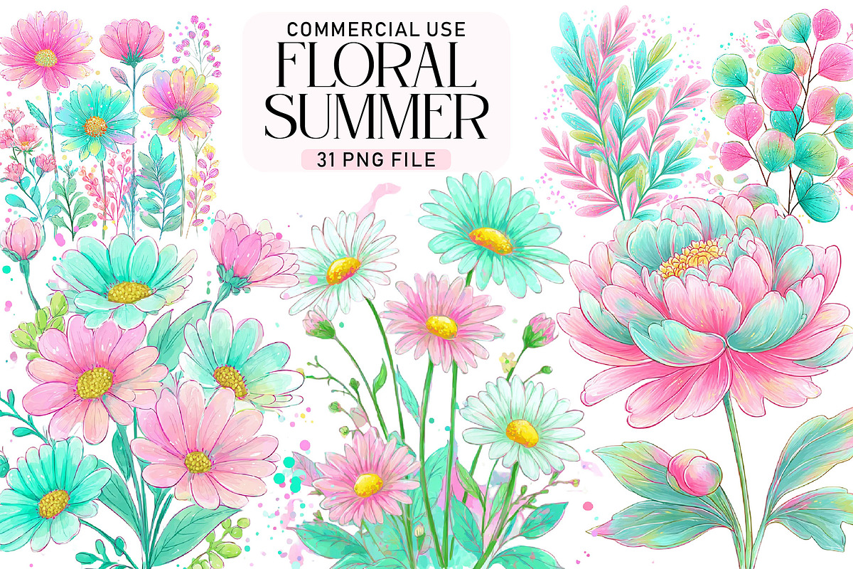 Floral Summer Png, Summer Vibes PNG, an Illustration by Daily.Designs (Photo 1 of 5)