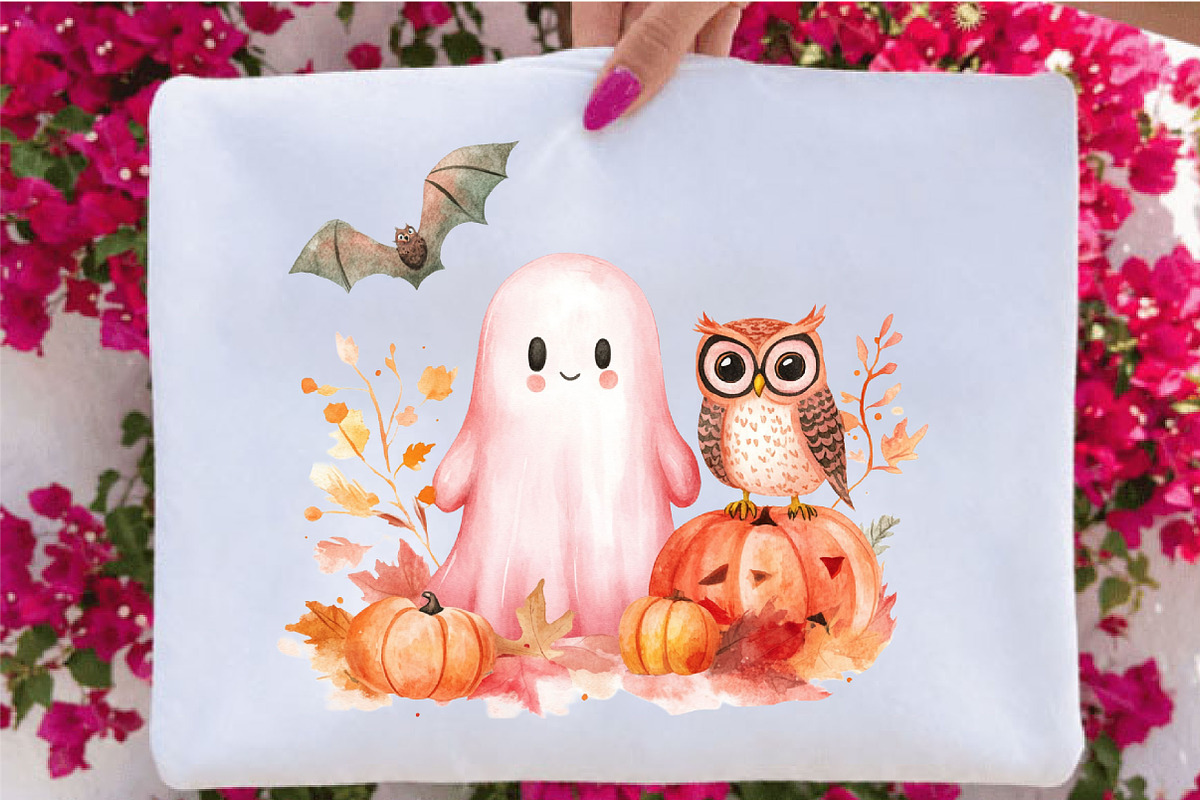 Whimsical Halloween Pink Ghost, a Seasonal Illustration by SVGArt (Photo 4 of 5)
