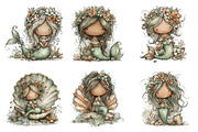 Whimsical summer mermaid clipart, an Illustration by SinaCreation (Thumbnail 8 of 11)
