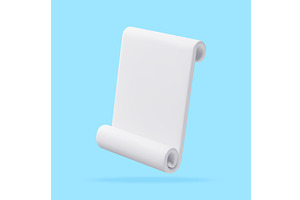 White scroll paper icon in 3D style., an Object Illustration by Abscent