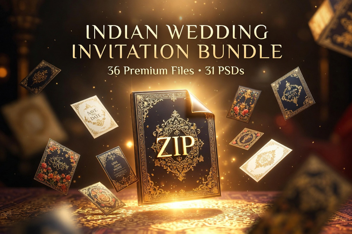 Indian Wedding Invitation PSD Cards, a Card Template by Dreamanart (Photo 3 of 4)