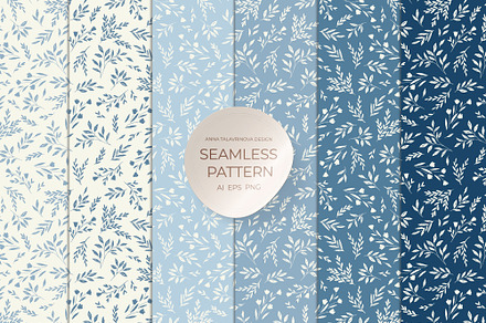 Blue neutral seamless pattern set, a Pattern Graphic by Cozy pattern shop