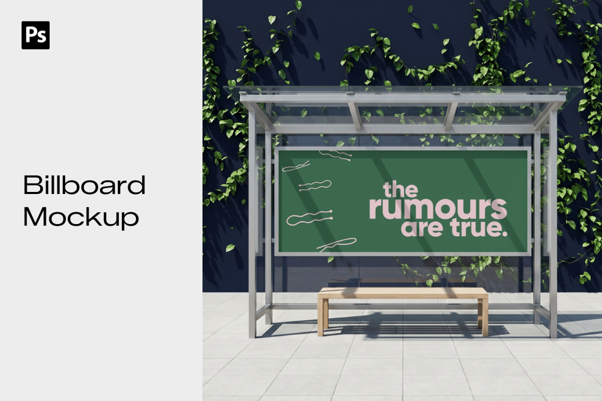 Bus Stop Billboard Mockup, an Advertising Mockup by mockeyai (Photo 1 of 4)