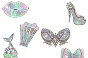 Mermaid Сliparts, an Illustration by GlamArtZhanna (Thumbnail 3 of 4)