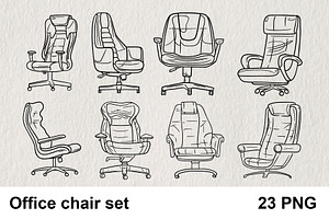 Office chair set 23 PNG, a Work Illustration by LOKSKIH