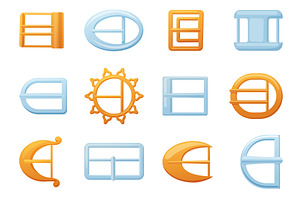 Cartoon belt buckles. Round square, an Object Illustration by LadadikArt