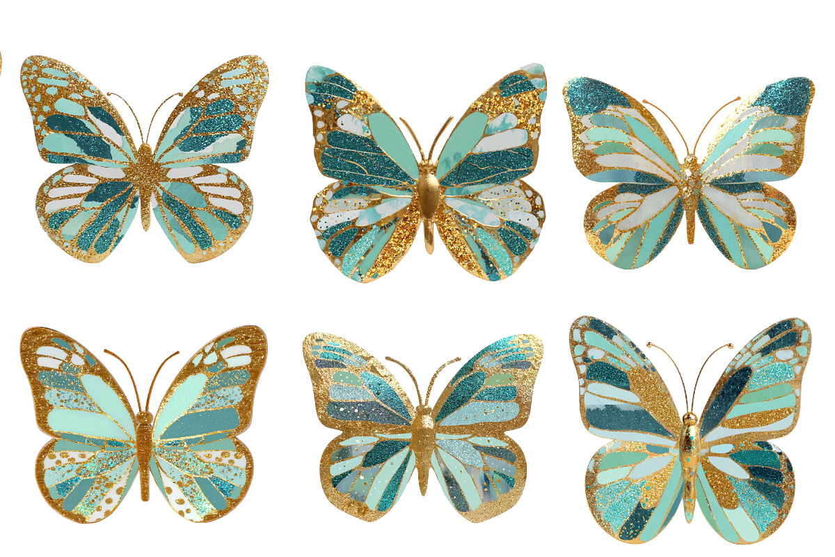 Gold Glitter Butterflies Clipart, an Illustration by Designworld (Photo 2 of 4)