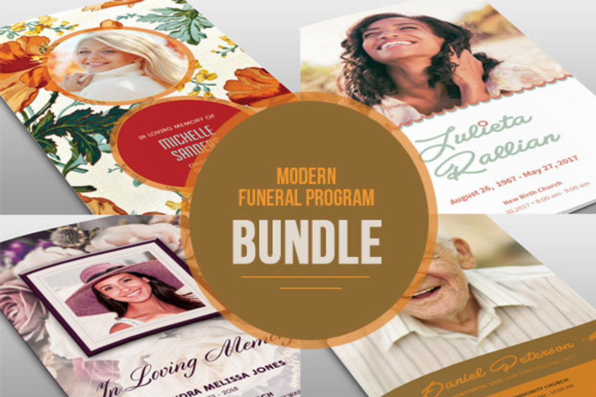 Modern Funeral Program Bundle, a Brochure Template by loswl (Photo 1 of 9)