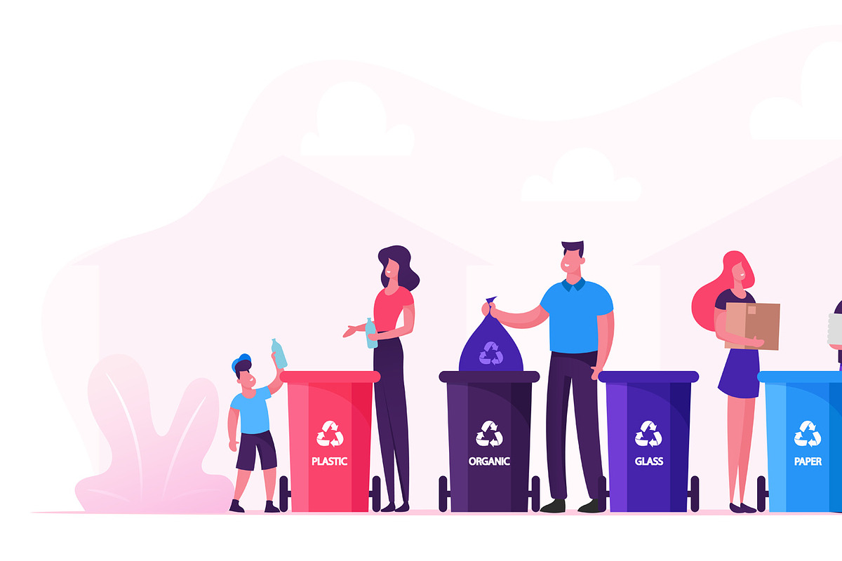 Family With Kids Collect Litter, a Person Illustration by Double Bubble