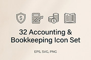 32 Accounting Bookkeeping Icon Set, an Outline Icon by adenpinkstore (Thumbnail 1 of 15)