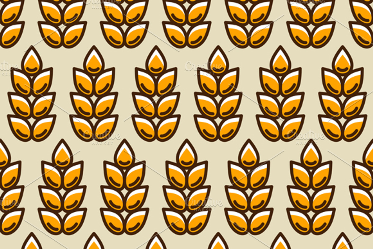 Seamless patterns with wheat., a Pattern Graphic by incomible