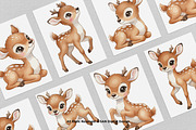 15 Bundle Watercolor Happy Deer Stag, an Animal Illustration by Morspective (Thumbnail 3 of 8)