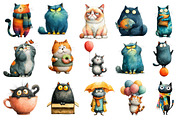 Quirky Cats Sublimation Clipart, an Illustration by Dream Creation (Thumbnail 4 of 5)