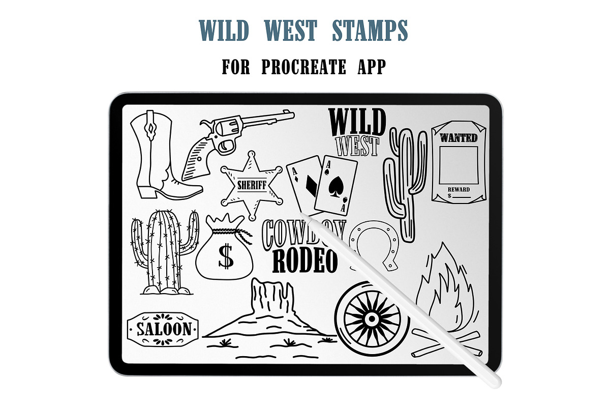 Wild West Procreate Brushes Stamps, a Brush Add-On by Brush Lab (Photo 7 of 9)