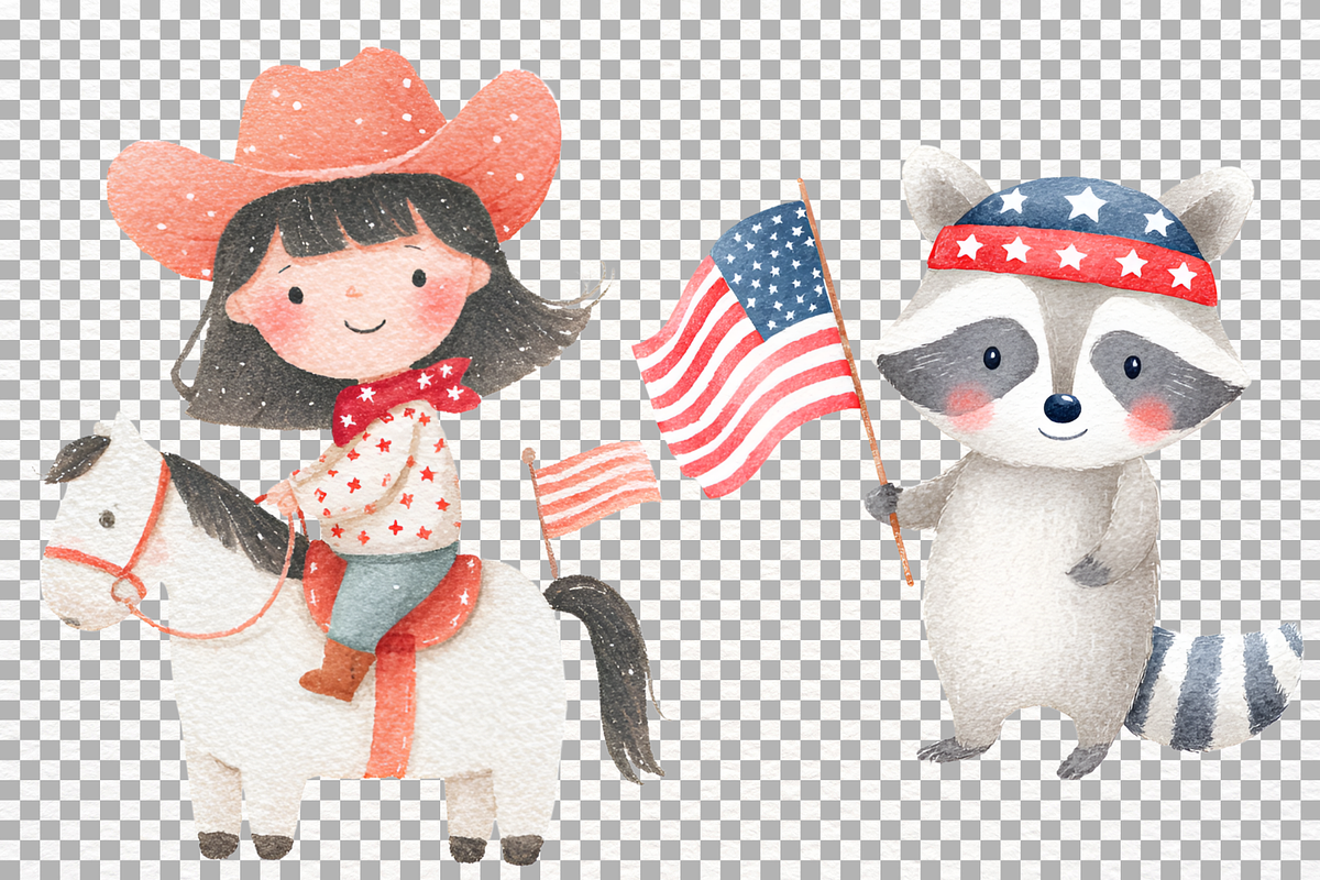 4th of July Clipart Nursery Kids PNG, a Seasonal Illustration by SugarCloudStudioArt (Photo 8 of 8)